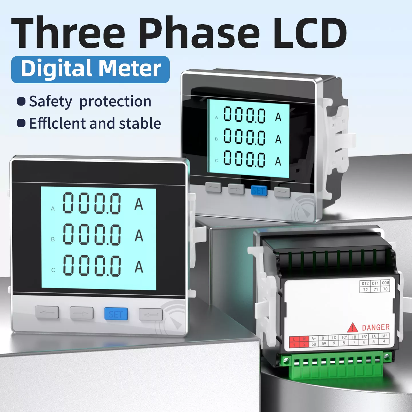 Đồng hồ kỹ thuật số LCD ba pha