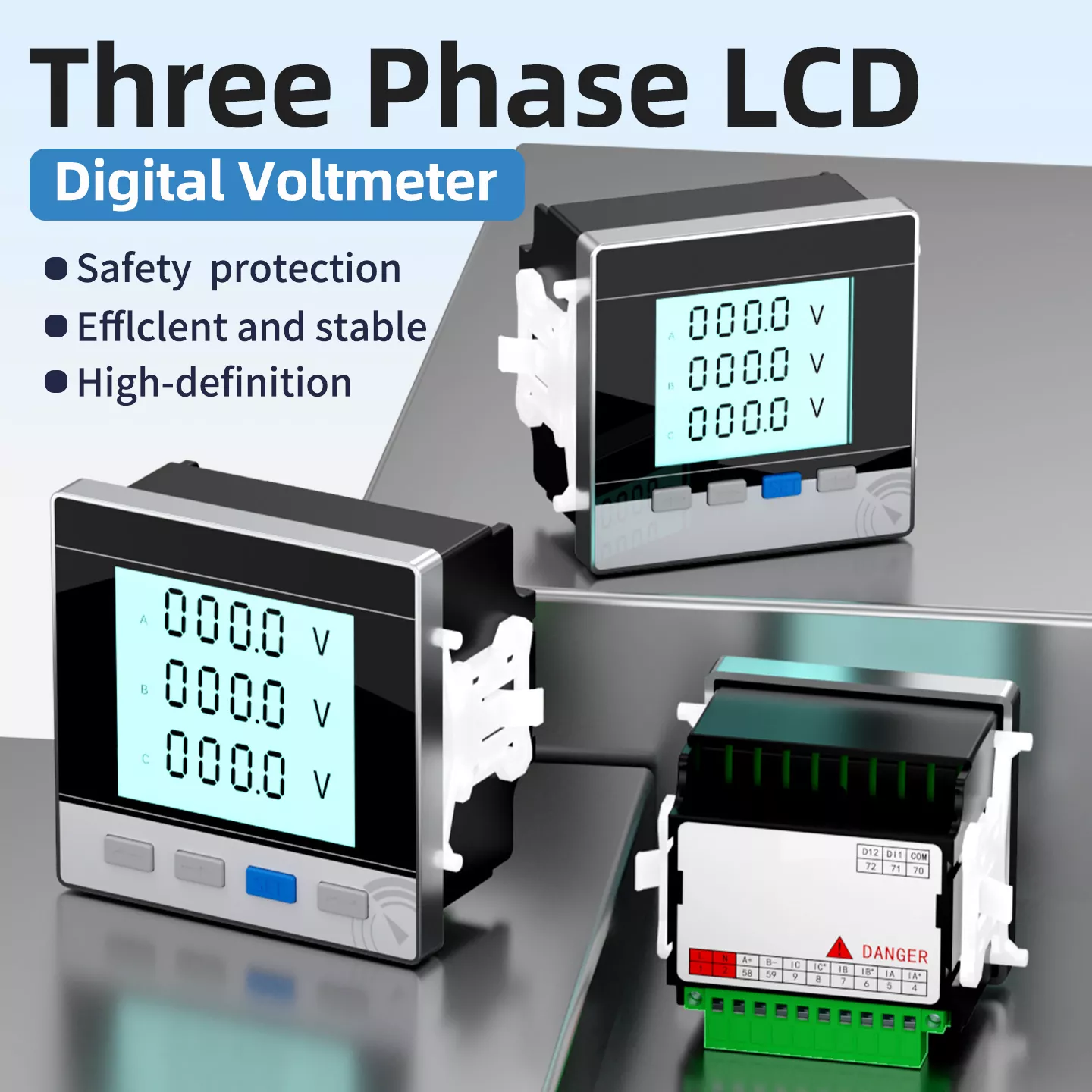 Vôn kế kỹ thuật số LCD ba pha